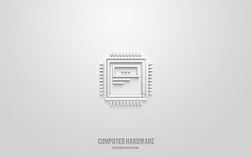 Computer hardware 3d icon, white background, 3d symbols, Computer hardware, technology icons, 3d icons, Computer hardware sign, technology 3d icons HD wallpaper