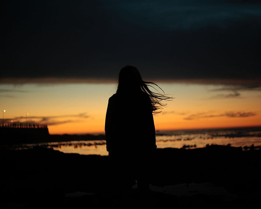 Girl, silhouette, night, hair, wind standard 5:4 background HD ...