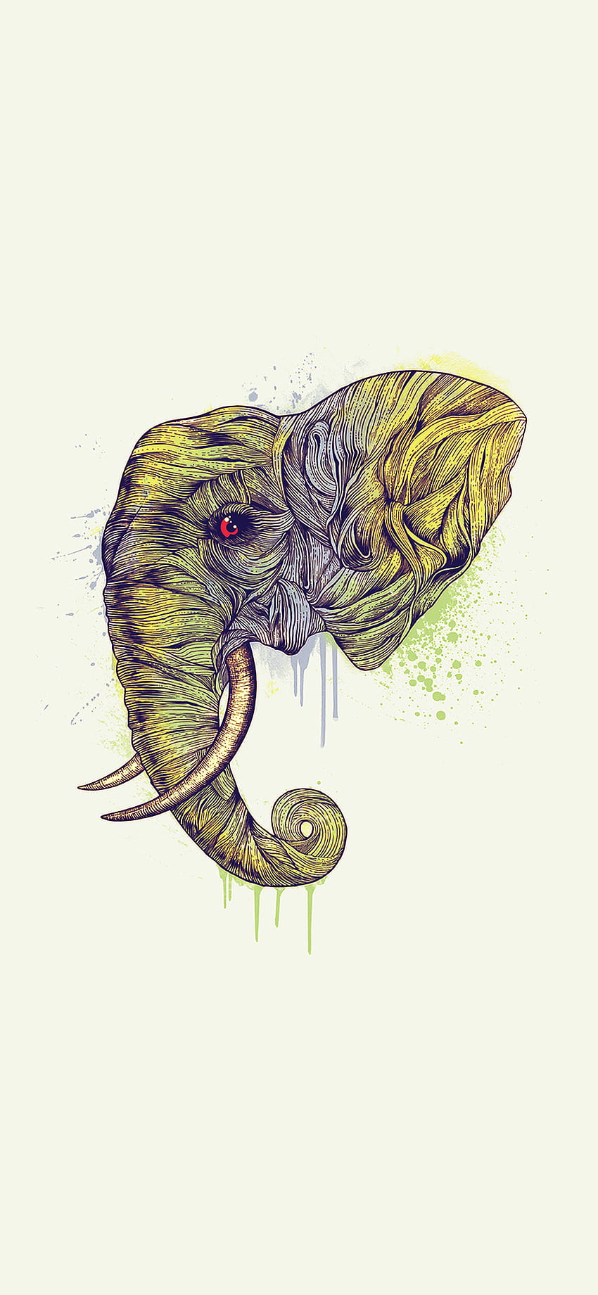 iPhone X . elephant art yellow illust drawing animal, Cute Elephant Art HD phone wallpaper