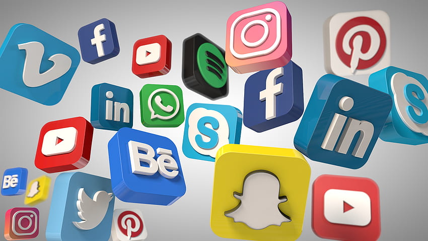 Logotipos de redes sociales 3D - -, Marketing de redes sociales fondo de pantalla
