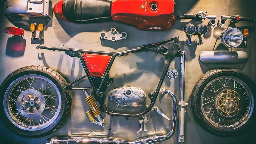 motorcycle, disassembled, Royal Enfield, 1366 X 768 Motorcycle HD wallpaper
