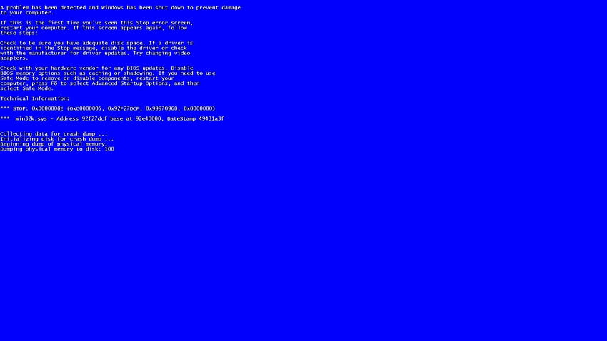 Blue Screen Of Death, Error Message HD wallpaper