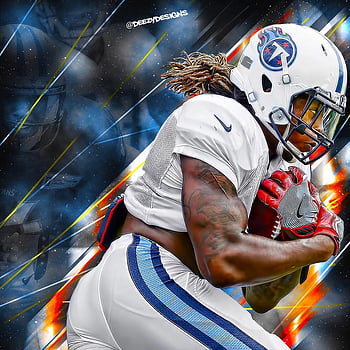 Derrick Henry, Tennessee Titans, NFL, American football, blue stone  background, HD wallpaper