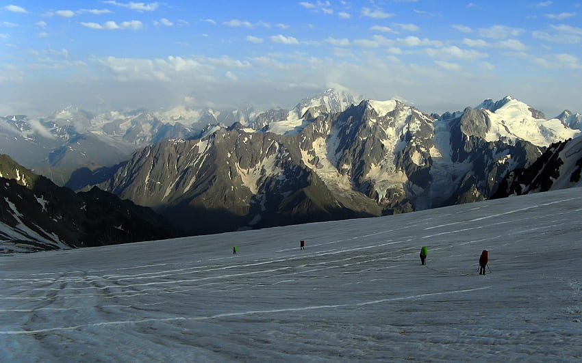 Natur, Berge, Schnee, Wüste, Kletterer, Abstieg, Verschneit HD-Hintergrundbild
