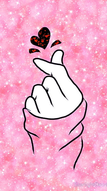 Kawaii Tumblr Coração Heart Bts Kpop Korea Coréi - Finger Heart Wallpaper  Black Transparent PNG - 720x685 - Free Download on NicePNG