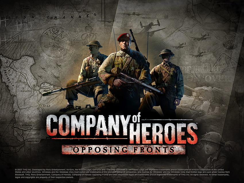 Company of Heroes: Opposing Fronts, world war 2, company of heroes, british, pc, allemands, uniform, sniper, tommies, britain, bren lmg, tanks, sten, americans, bombers, game, rts, vehicles, america, map, europe, lee enfield, mitraillette, soldats, armes, avions, guerre, radio, commando, casque, la seconde guerre mondiale, stratégie Fond d'écran HD