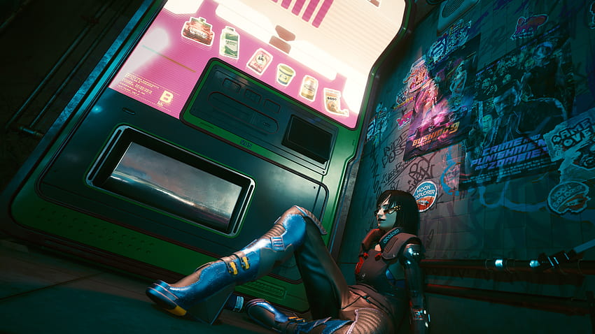 Over 100 hours in and only now am I meeting Brendan the vending machine; love how this game has something around every corner in its dense world.: LowSodiumCyberpunk, Anime Vending Machine HD wallpaper