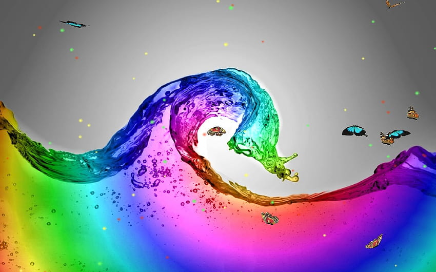 arcobaleno che si muove. Arcobaleno, fiori arcobaleno e scheletro arcobaleno, acqua fresca arcobaleno Sfondo HD