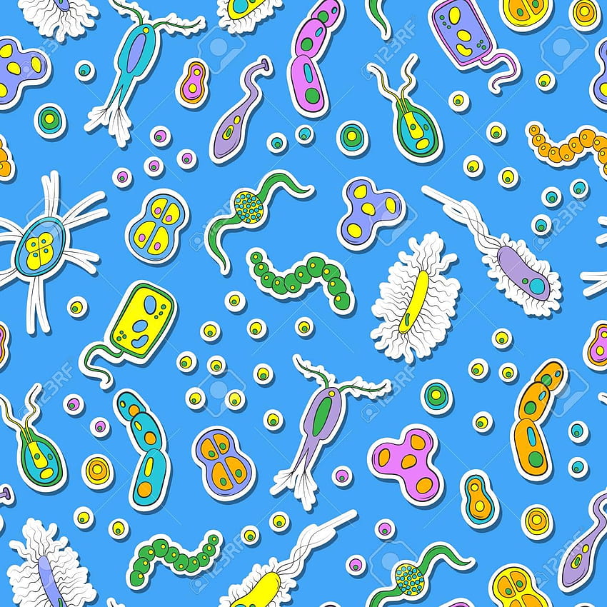 Seamless Pattern With Of Bacteria Germs HD phone wallpaper