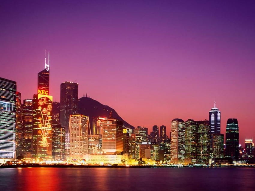Хонг Конг Skyline, силует, Хонг Конг HD тапет