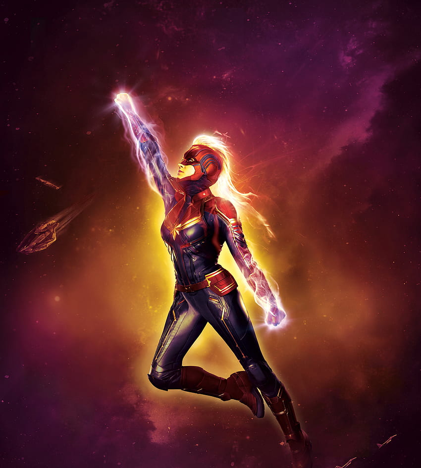 Captain Marvel, glow, superpower, fan art HD phone wallpaper
