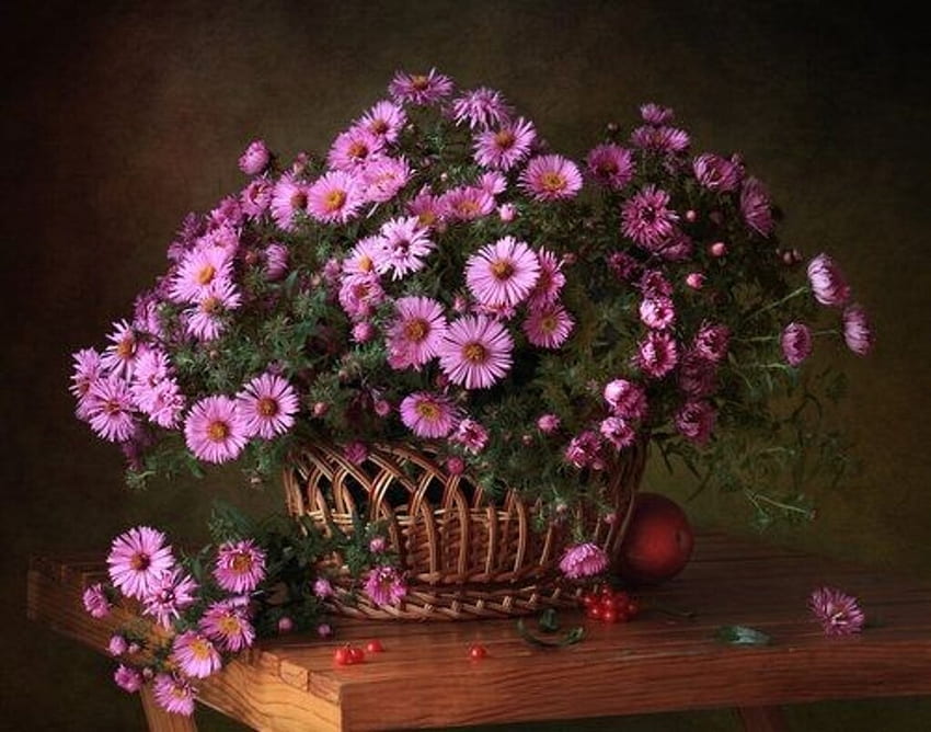 A basket of flowers, Flowers, Basket, Pink, Pretty HD wallpaper | Pxfuel