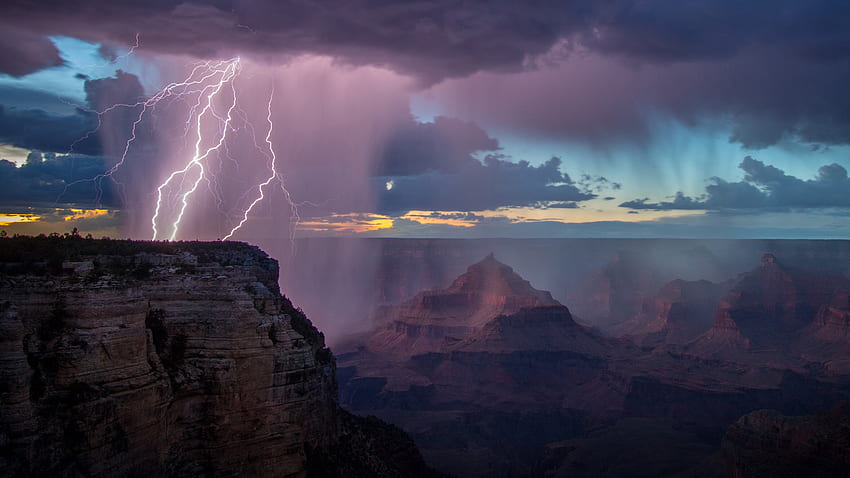 Thunderstorm and Background, Lightning Mountain HD wallpaper