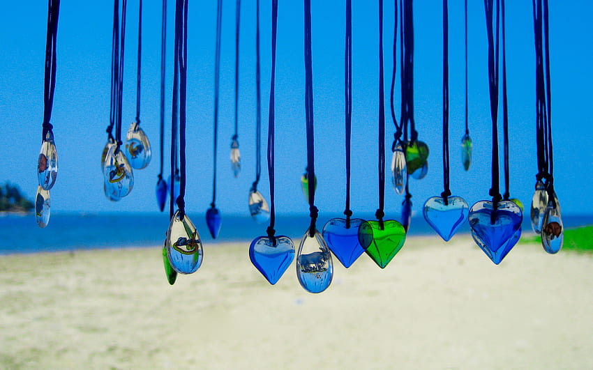 Necklaces, blue, oceans, graphy, beaches, necklace, beautiful, nature, sky HD wallpaper