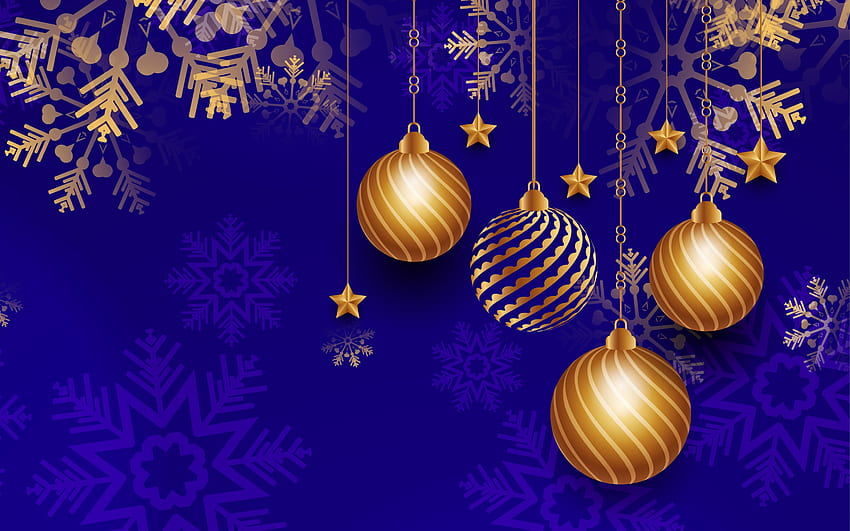 Selamat Liburan!, emas, biru, craciun, bola, kuning, natal, kartu, tahun baru Wallpaper HD