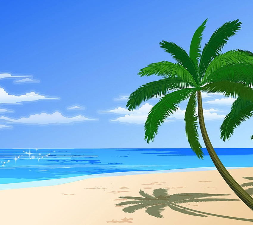 Cartone animato sullo della spiaggia Cartone animato sullo della spiaggia, Oceano dei cartoni animati Sfondo HD