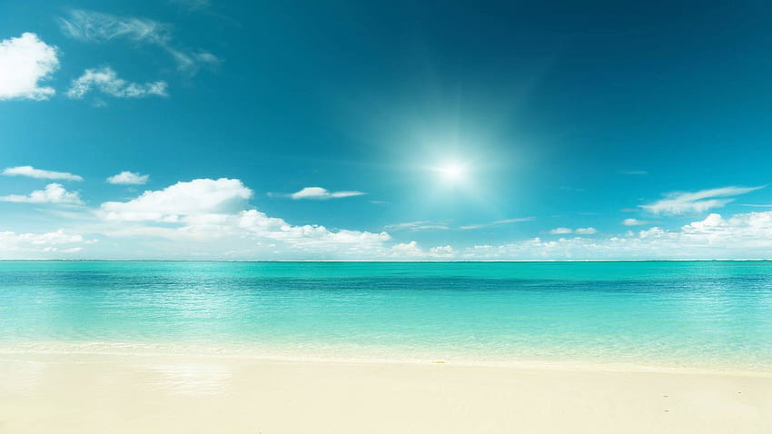 плаж, красив, синьо небе, пътуване, тропически, слънчев ден, облаци. Плаж , Карибски плажове, Пътуване HD тапет