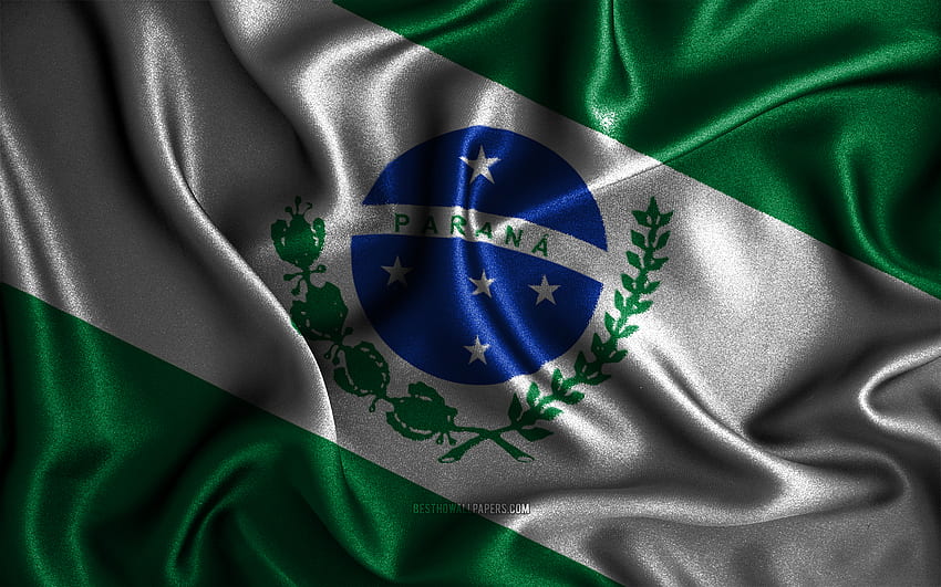 Bendera Parana,, bendera bergelombang sutra, negara bagian brazilian, Hari Parana, bendera kain, Bendera Parana, seni 3D, Parana, Amerika Selatan, Negara Bagian Brasil, bendera Parana 3D, Brasil Wallpaper HD