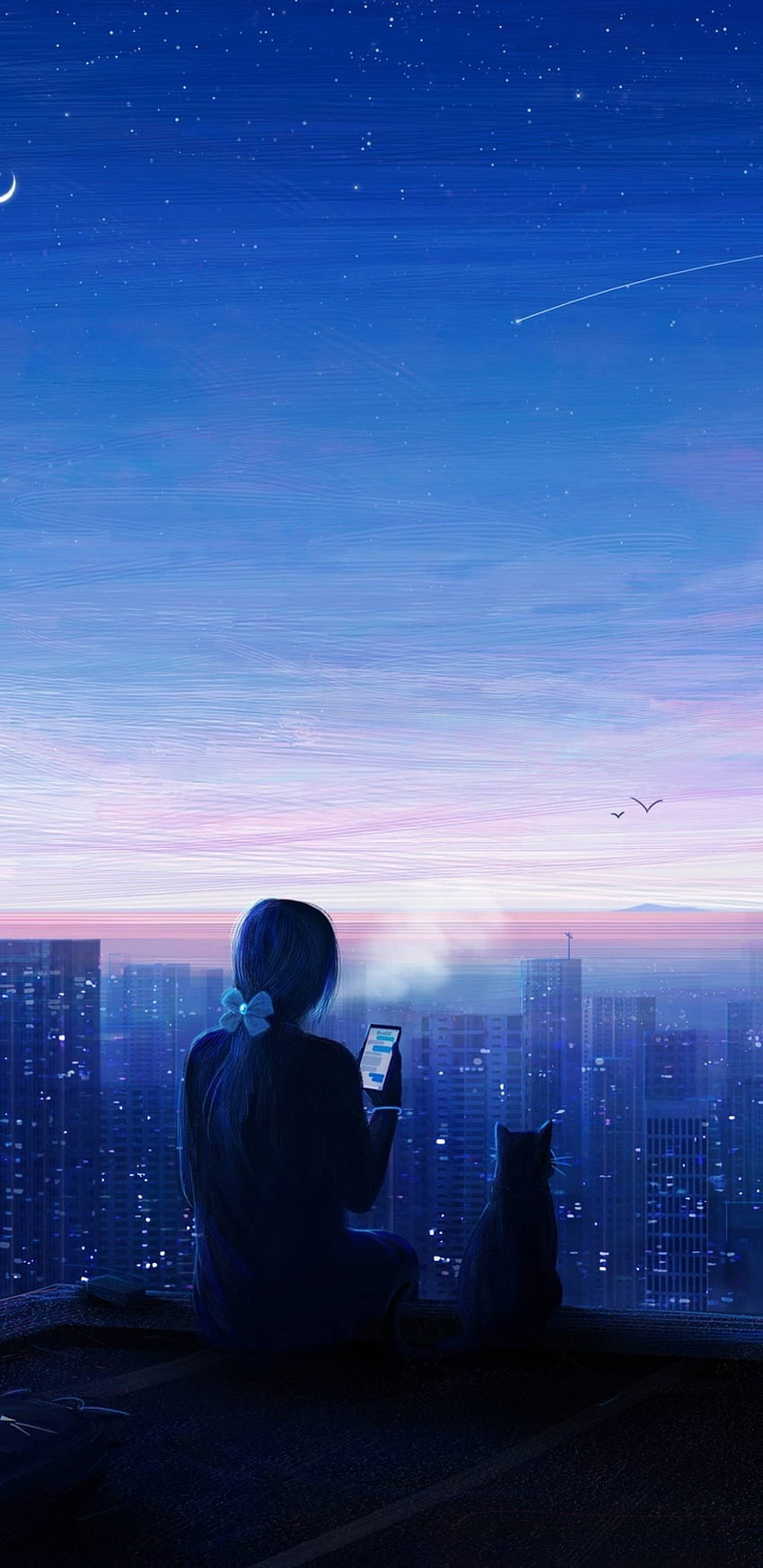Lonely Girl with Cat Samsung Galaxy Note 9, 8, S9, S8, SQ , Artist , , and Background - Den HD phone wallpaper