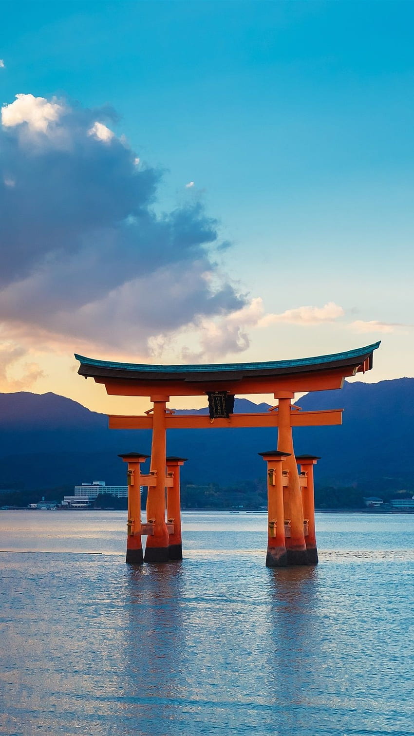 Puerta torii, Mar, Puesta de sol, Japón IPhone 8 7 6 6S Plus, , ,, Japonés 6 Plus fondo de pantalla del teléfono