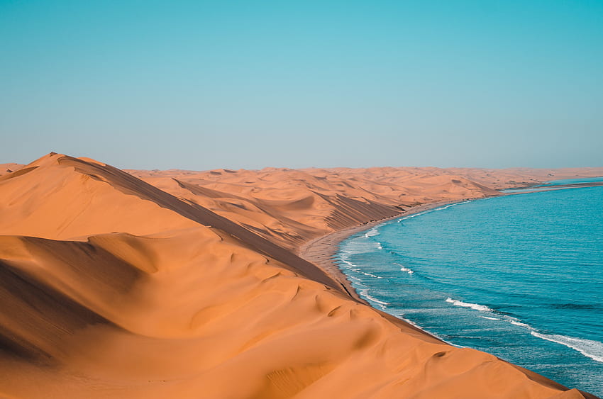 Desert, coast, seascape HD wallpaper