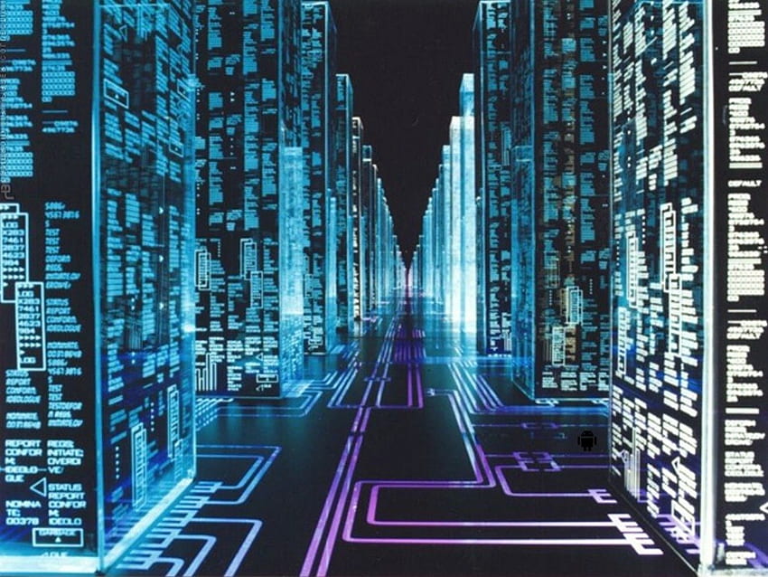 サイバースペース シティ、コンピューター、インターネット、サイバースペース、e シティ 高画質の壁紙