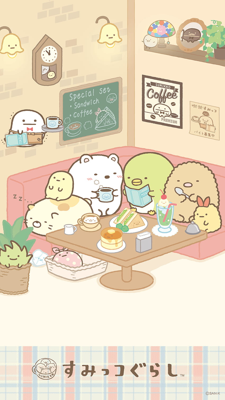 Sumikko Gurashi / Cafe (click thru for high res). Kawaii , Cute cartoon , Cute drawings, Sumikko Gurashi Tokage HD phone wallpaper