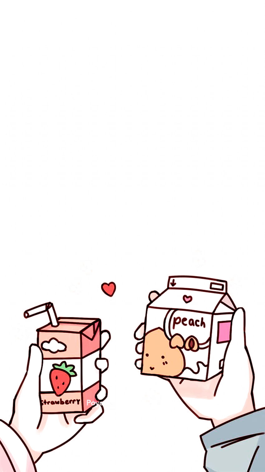 Cartolina estetica giapponese Drink Art Print - Kawaii rosa fragola latte illustrazione saluto ca. Carino per telefono, doodle, Disegni di cibo carino Sfondo del telefono HD