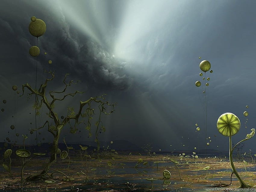 Nubes Plantas Verdes Surrealista Surrealismo , Surrealista fondo de pantalla