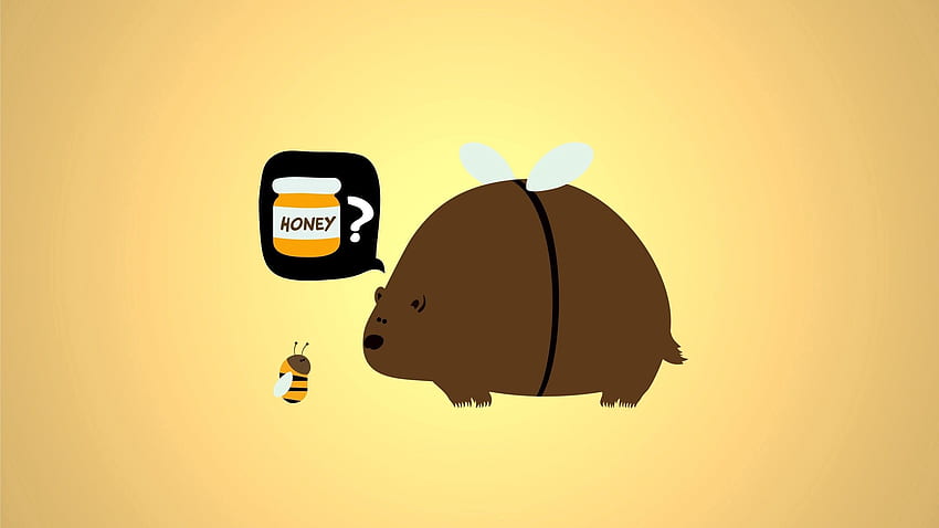 Vector, Bear, Bee, Honey, Situation, Absurdity HD wallpaper
