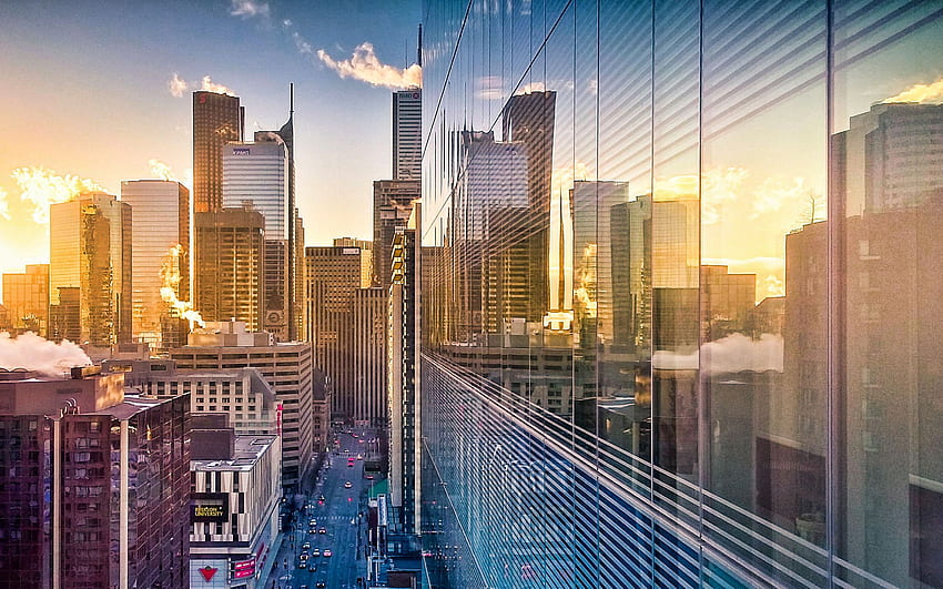 Toronto, Scotia Plaza, One Bloor East, First Canadian Place, skyscrapers, sunset, evening, modern buildings, Toronto cityscape, Ontario, Canada for with resolution . High Quality, University Of Toronto HD wallpaper