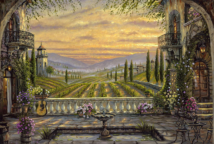 A Tuscan View Tuscany, Italy by Robert Finale. Art of Robert, Italy Paintings HD wallpaper