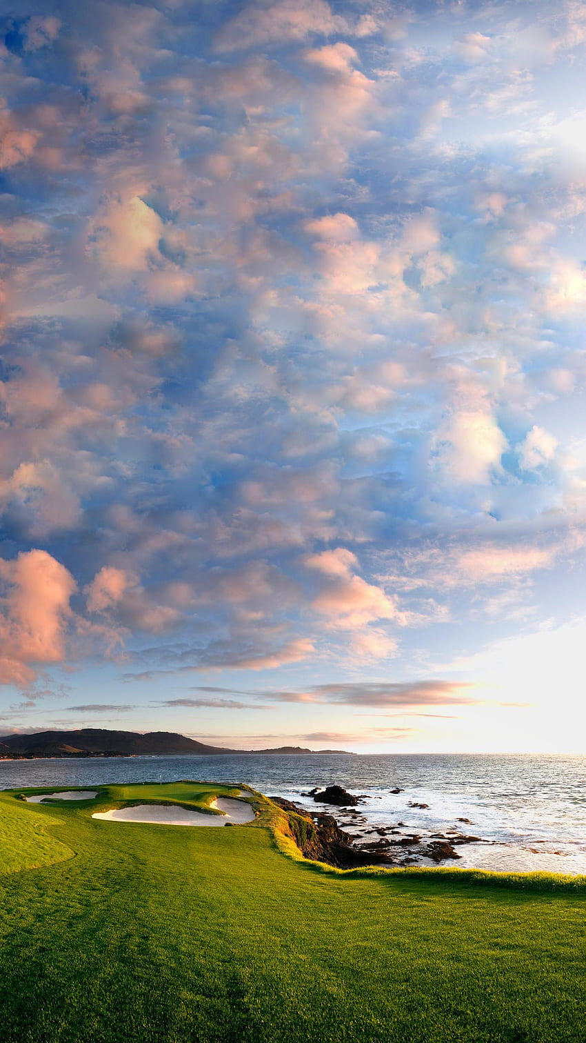 Pebble Beach Fairway - Loch iPhone Hintergrund: Golf HD-Handy-Hintergrundbild