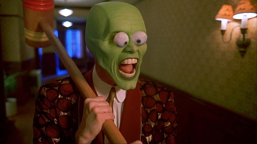 Classicman Film - „The Mask“ (1994) Der Bankangestellte Stanley Ipkiss (Jim Carrey) verwandelt sich in einen wahnsinnigen Superhelden, als er eine mysteriöse Maske trägt. Dir. von Chuck Russell, mit Cameron Diaz HD-Hintergrundbild