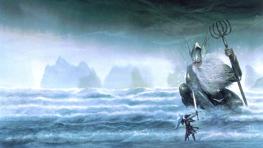 hombre frente al gigante J. R. R. Tolkien The Silmarillion fantasy art John Howe fondo de pantalla