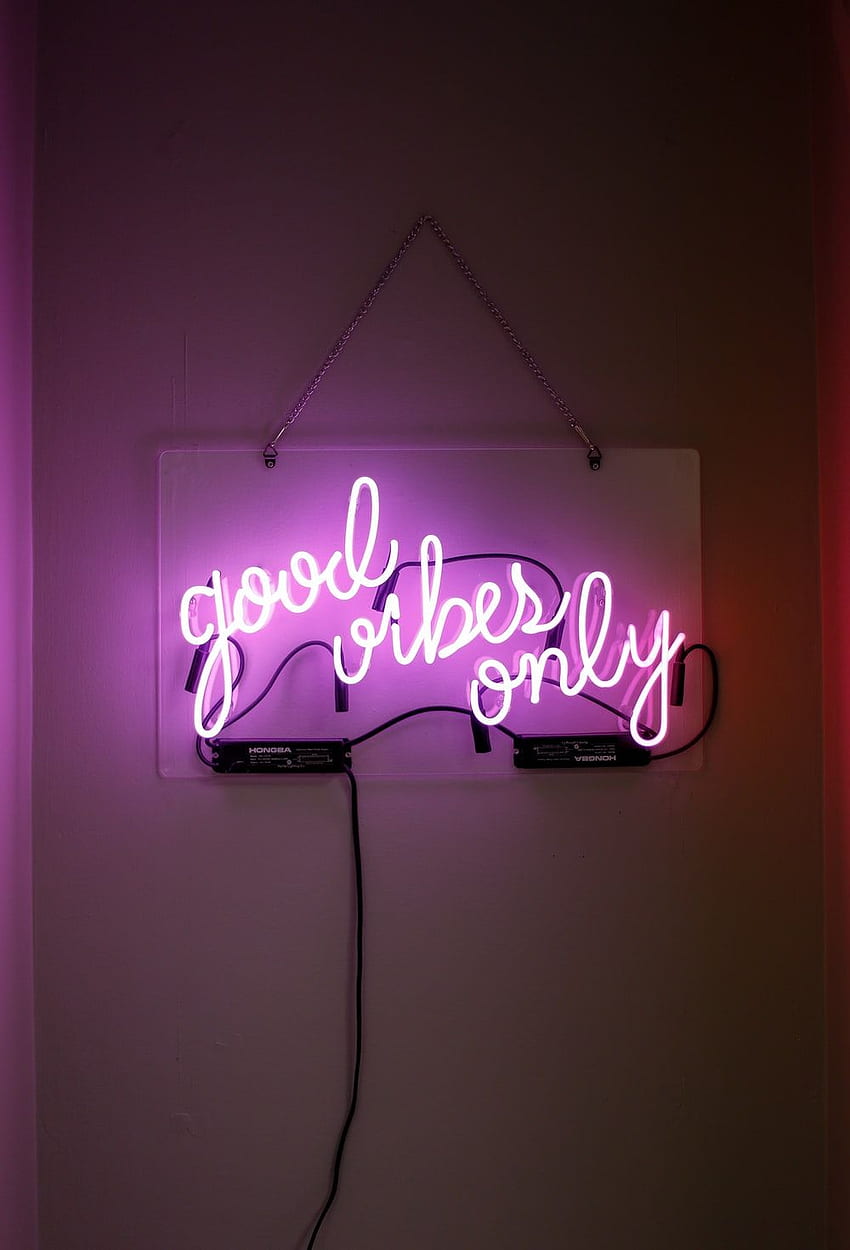 purple good vibes only neon light signage – Neon HD phone wallpaper