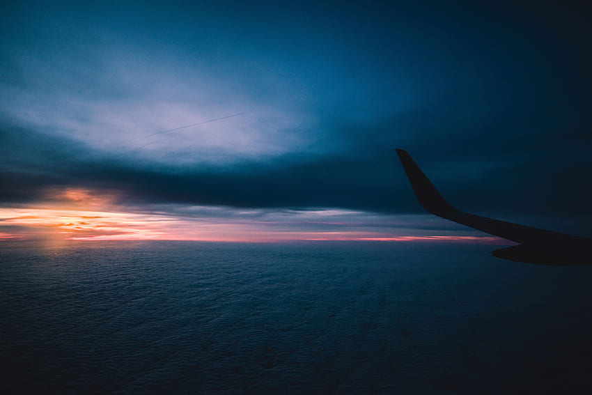 Himmel, Dunkelheit, Flug, Flugzeugflügel, Flügel des Flugzeugs HD-Hintergrundbild