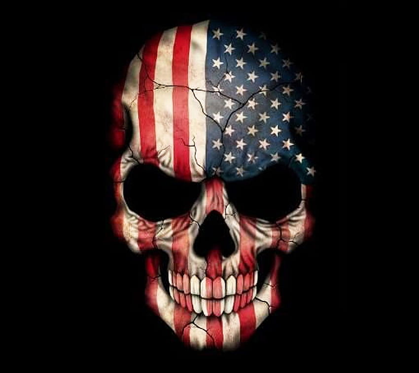 Human skull tattoo with American flag isolated on white for tshirt or  mascot design Stock Vector Image  Art  Alamy