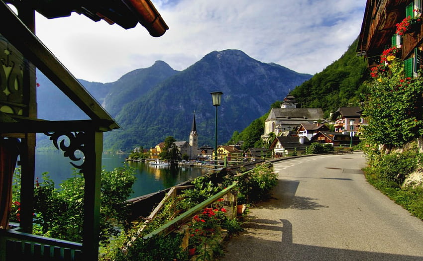 이 아름다운 오스트리아 마을의 매우 유명한 전망에 대한 약간 다른 관점, 약간, 고유한, 관점, 오스트리아-, 아름답고, 유명하고, 다른 HD 월페이퍼