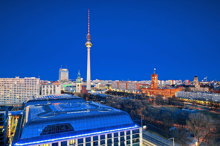 Cities, Houses, Roads, Night, Berlin, City HD wallpaper