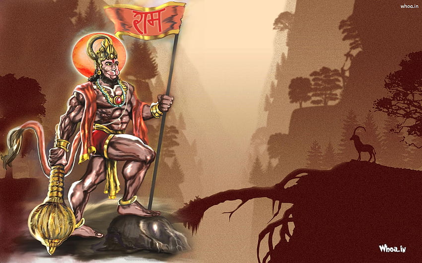 Arte de Lord Hanuman con natural fondo de pantalla
