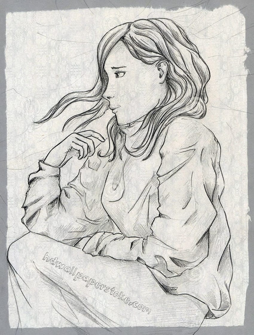 Pencil sketch of girl HD wallpapers | Pxfuel