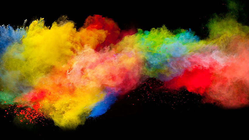 Colorful smoke, rainbow colors, black background HD wallpaper