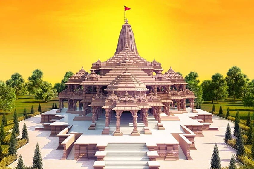 Ram Mandir Bhoomi Pujan: Uno sguardo al modello proposto del Grande Tempio di Ayodhya Sfondo HD