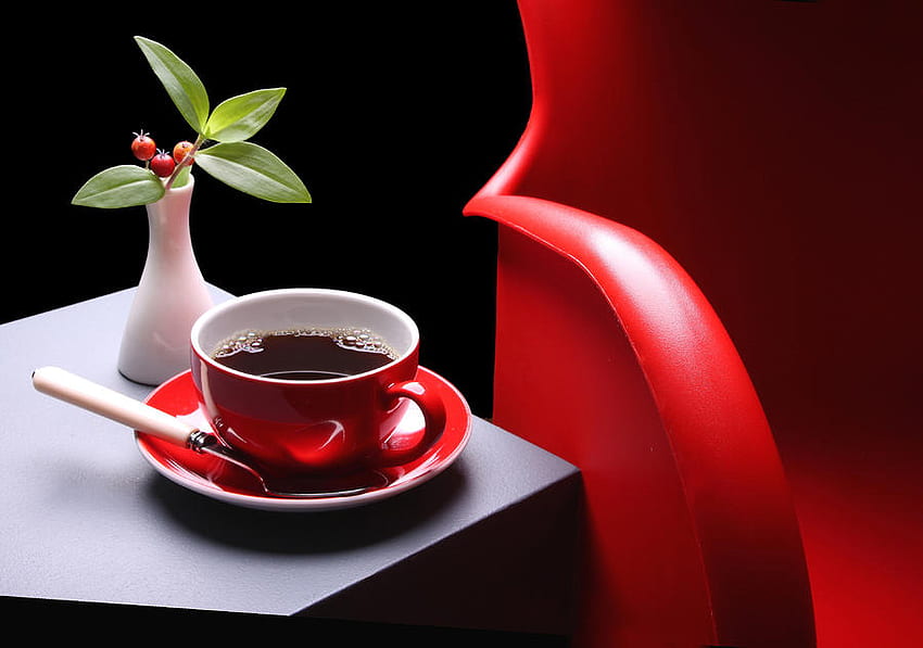 Taking a break, chair, table, res, cup, cup of coffee, coffee time, rest, flower, break, refresh, office, taking HD wallpaper