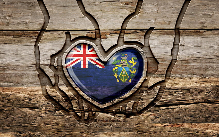 I love Pitcairn Islands, , wooden carving hands, Day of Pitcairn Islands, Pitcairn Islands flag, Flag of Pitcairn Islands, Take care Pitcairn Islands, creative, Pitcairn Islands flag in hand, wood carving, Oceanian countries, Pitcairn Islands HD wallpaper