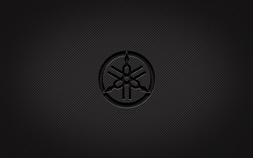 Logo in carbonio Yamaha, arte grunge, in carbonio, creativo, logo nero Yamaha, marchi, logo Yamaha, Yamaha Sfondo HD