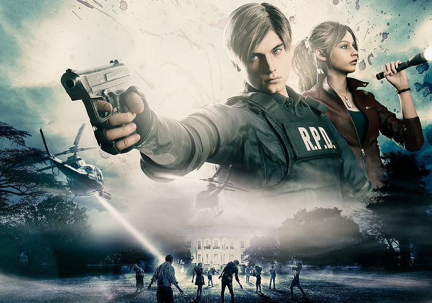 Resident Evil Infinite Darkness с Леон и Клеър от RE2 Remake: residentevil HD тапет
