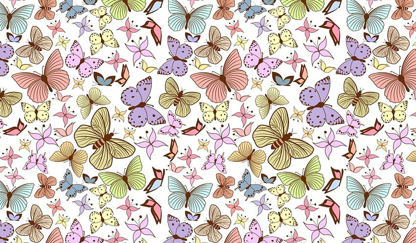 Texture, blue, white, paper, spring, purple, pink, butterfly, green, pattern HD wallpaper