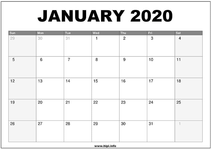 Twitter Headers / Facebook Covers / / Calendars, January 2020 Calendar ...